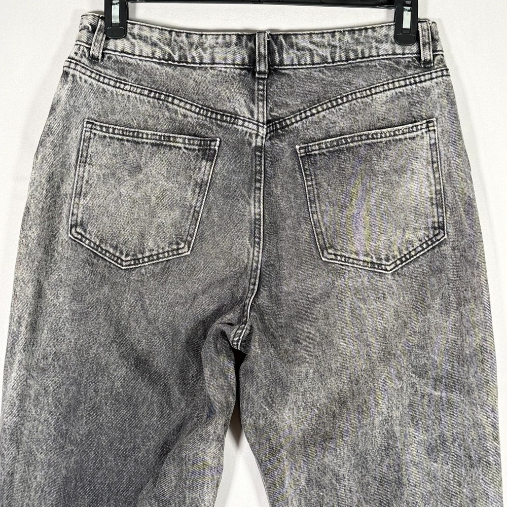 Zara Women's Black High Waisted Straight Leg Denim Jeans Raw Hem Size 10 31 x 26 - Picture 7 of 7